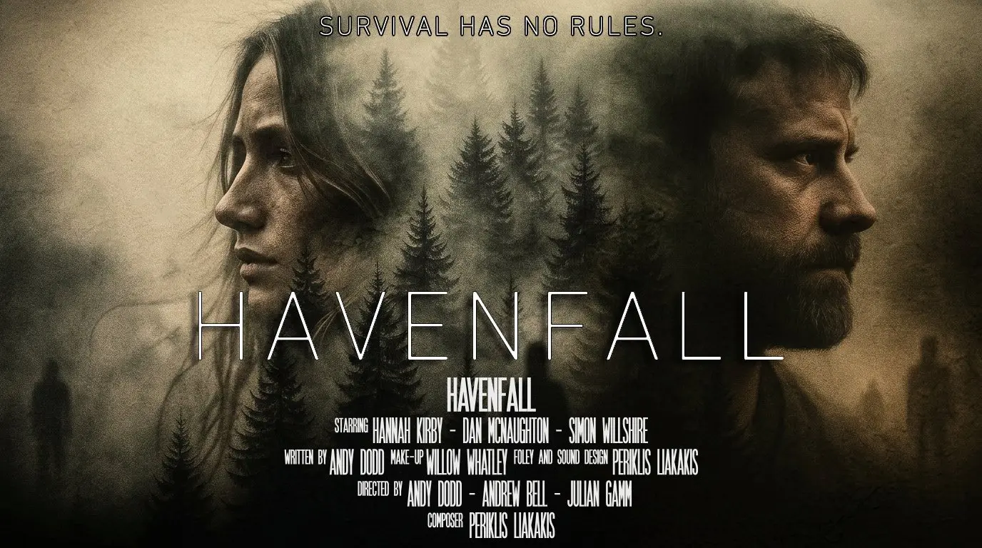 Havenfall poster featuring Jessica and Jack against a forest landscape